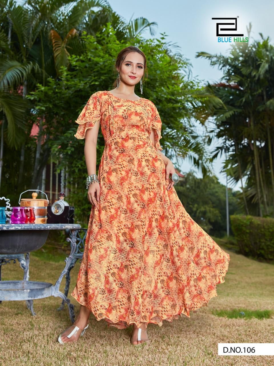 Blue Hills Big Bull 3 Ethnic Wear Fancy Designer Chiffon Digital Print  Anarkali Kurti Collection